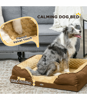 PawHut Dog Bed Calming Pet Bed Dog Mattress for Medium Dogs - Brown