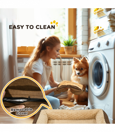 PawHut Dog Bed Calming Pet Bed Dog Mattress for Medium Dogs - Brown