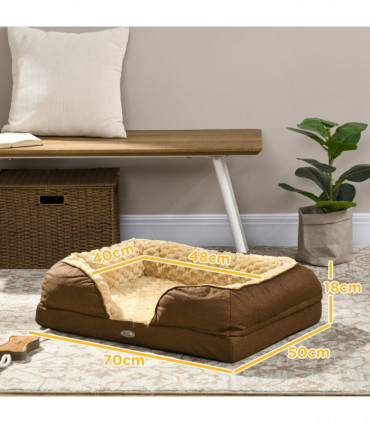 PawHut Dog Bed Calming Pet Bed Dog Mattress for Small Dogs - Brown