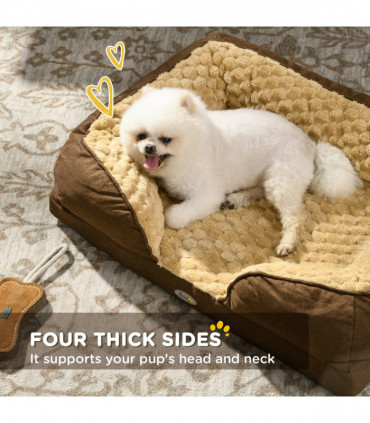 PawHut Dog Bed Calming Pet Bed Dog Mattress for Small Dogs - Brown