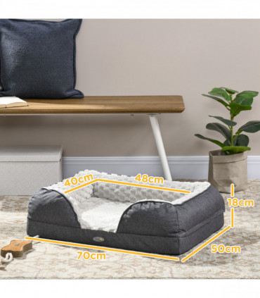 PawHut Dog Bed Calming Pet Bed Dog Mattress for Small Dogs - Charcoal Grey