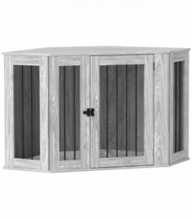 PawHut Dog Crate Furniture for Large Dogs w/ Cushion, Door - Grey