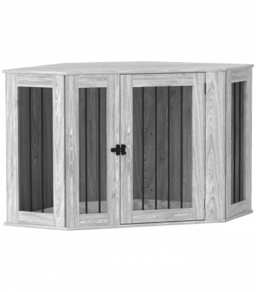 PawHut Dog Crate Furniture for Large Dogs w/ Cushion, Door - Grey