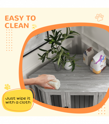 PawHut Dog Crate Furniture for Large Dogs w/ Cushion, Door - Grey