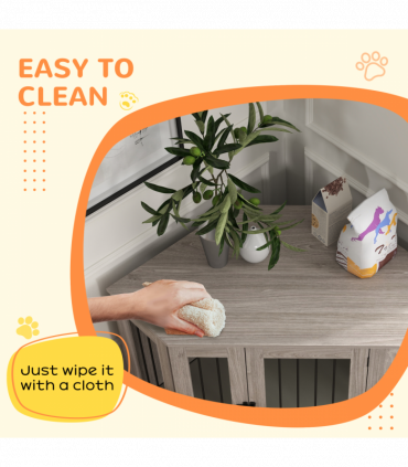 PawHut Dog Crate Furniture for Large Dogs w/ Cushion, Door - Walnut Brown