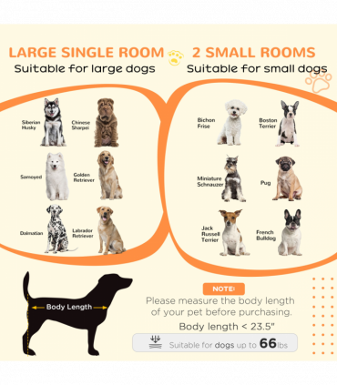 PawHut Dog Crate Furniture for Large Dogs, Double Dog Cage for Small Dogs, Grey