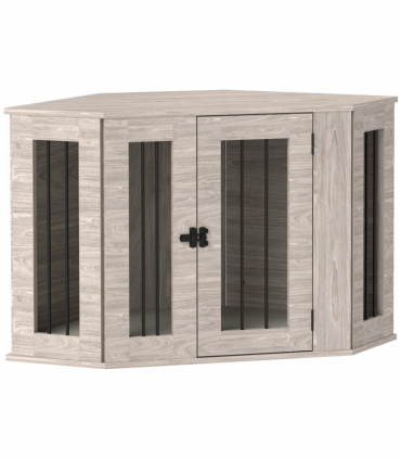 PawHut Dog Crate Furniture for Medium Dogs w/ Cushion, Door - Walnut Brown