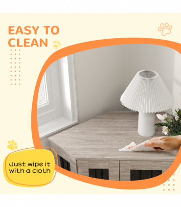 PawHut Dog Crate Furniture for Medium Dogs w/ Cushion, Door - Walnut Brown