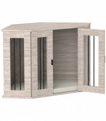 PawHut Dog Crate Furniture for Medium Dogs w/ Cushion, Door - Walnut Brown