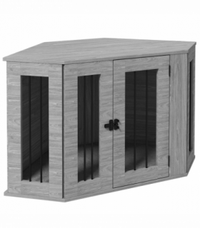 PawHut Dog Crate Furniture for Medium Dogs w/ Cushion, Large Door - Grey