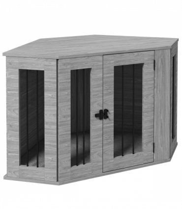 PawHut Dog Crate Furniture for Medium Dogs w/ Cushion, Large Door - Grey