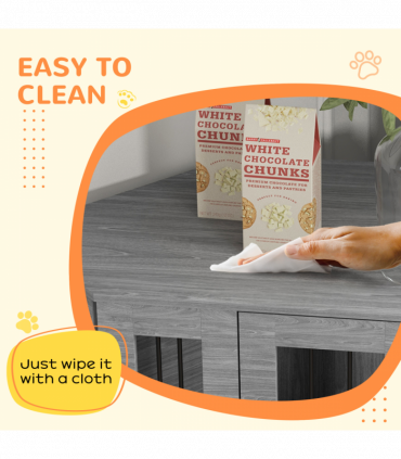 PawHut Dog Crate Furniture for Medium Dogs w/ Cushion, Large Door - Grey