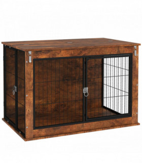 PawHut Dog Crate Furniture on Wheels, for Large Dogs, 100 x 60 x 73.5cm