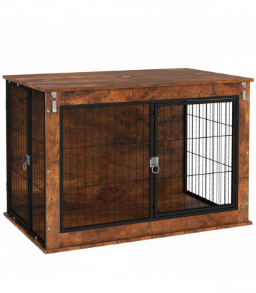 PawHut Dog Crate Furniture on Wheels, for Large Dogs, 100 x 60 x 73.5cm