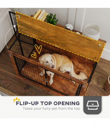 PawHut Dog Crate Furniture on Wheels, for Large Dogs, 100 x 60 x 73.5cm