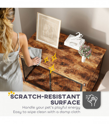 PawHut Dog Crate Furniture on Wheels, for Large Dogs, 100 x 60 x 73.5cm