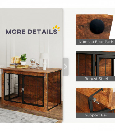 PawHut Dog Crate Furniture on Wheels, for Large Dogs, 100 x 60 x 73.5cm