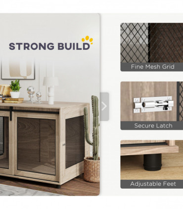 PawHut Dog Crate Furniture on Wheels, for Medium Dogs, 80 x 56 x 62.5cm