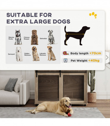 PawHut Dog Crate Furniture on Wheels, for Medium Dogs, 80 x 56 x 62.5cm