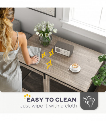 PawHut Dog Crate Furniture on Wheels, for Medium Dogs, 80 x 56 x 62.5cm