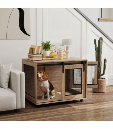 PawHut Dog Crate Furniture with Flip-up Top, 2 Doors, for Extra Large Dogs