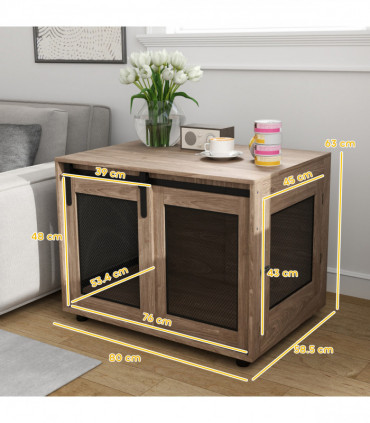 PawHut Dog Crate Furniture with Flip-up Top, 2 Doors, for Extra Large Dogs