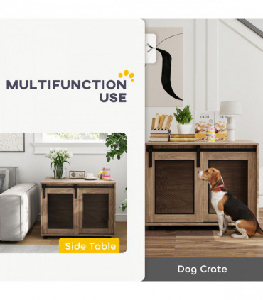 PawHut Dog Crate Furniture with Flip-up Top, 2 Doors, for Extra Large Dogs