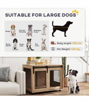 PawHut Dog Crate Furniture with Flip-up Top, 2 Doors, for Extra Large Dogs