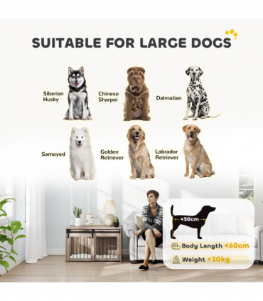 PawHut Dog Crate Furniture with Removable Cushion for Large Dogs - Brown