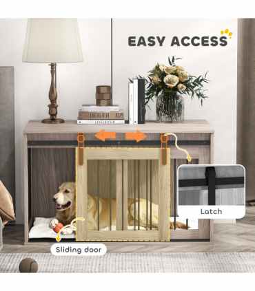 PawHut Dog Crate Furniture with Removable Cushion for Large Dogs - Brown