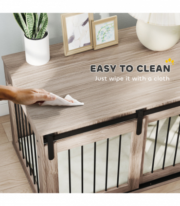 PawHut Dog Crate Furniture with Removable Cushion for Large Dogs - Brown