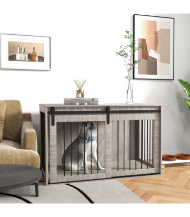 PawHut Dog Crate Furniture with Removable Cushion for XL Dogs - Brown