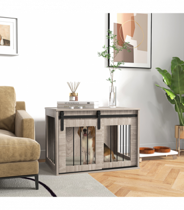 PawHut Dog Crate Furniture with Removable Cushion, for Medium Dogs - Brown