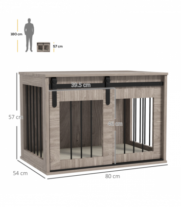 PawHut Dog Crate Furniture with Removable Cushion, for Medium Dogs - Brown