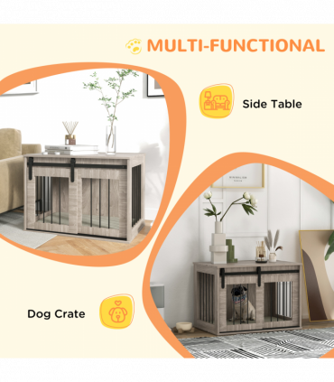 PawHut Dog Crate Furniture with Removable Cushion, for Medium Dogs - Brown