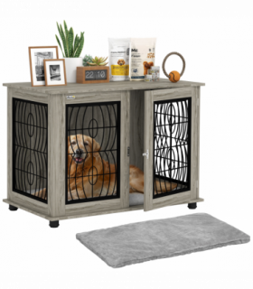 PawHut Dog Crate Furniture, 37" End Table for Large Dogs w/ Cushion