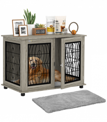 PawHut Dog Crate Furniture, 37" End Table for Large Dogs w/ Cushion