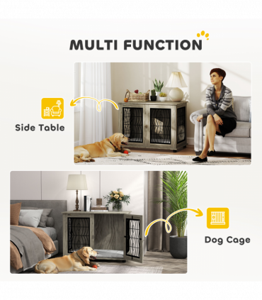 PawHut Dog Crate Furniture, 37" End Table for Large Dogs w/ Cushion