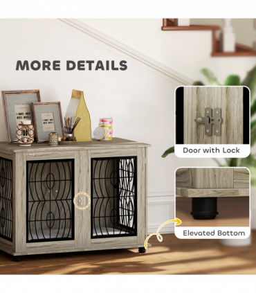 PawHut Dog Crate Furniture, 37" End Table for Large Dogs w/ Cushion