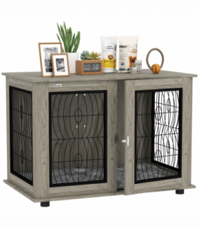 PawHut Dog Crate Furniture, 44.5" End Table for Extra Large Dogs w/ Cushion