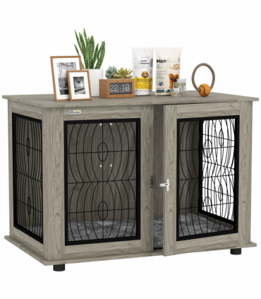 PawHut Dog Crate Furniture, 44.5" End Table for Extra Large Dogs w/ Cushion