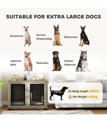 PawHut Dog Crate Furniture, 44.5" End Table for Extra Large Dogs w/ Cushion