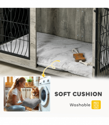 PawHut Dog Crate Furniture, 44.5" End Table for Extra Large Dogs w/ Cushion