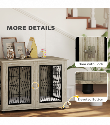 PawHut Dog Crate Furniture, 44.5" End Table for Extra Large Dogs w/ Cushion