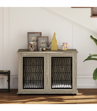 PawHut Dog Crate Furniture, 44.5" End Table for Extra Large Dogs w/ Cushion