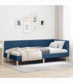vidaXL Corner Bed Frame Blue 90 x 190 cm Fabric and Engineered wood