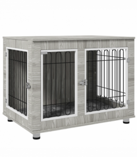 PawHut Dog Crate Furniture, Dog Crate End Table with Soft Cushion, Double Door