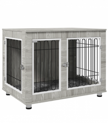 PawHut Dog Crate Furniture, Dog Crate End Table with Soft Cushion, Double Door