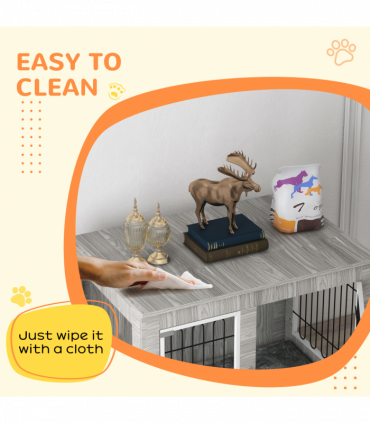 PawHut Dog Crate Furniture, Dog Crate End Table with Soft Cushion, Double Door