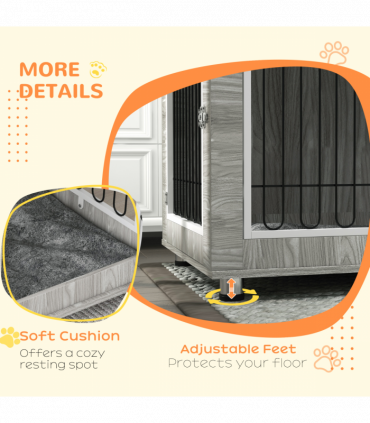 PawHut Dog Crate Furniture, Dog Crate End Table with Soft Cushion, Double Door